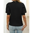 thumbnail image 3 of Cogild Puff Sleeves Sweaters for Womens Short Sleeve Crew Neck Oversized Sweaters Tops Solid Color, 3 of 9