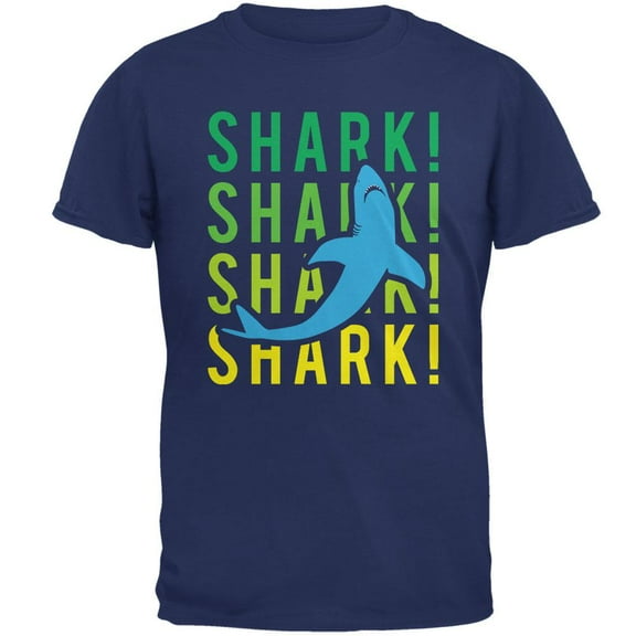 Shark Stacked Repeat Mens T Shirt Metro Blue LG