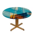 thumbnail image 3 of PIKWEEK Gold and Blue Abstract Art Table Cover - Round Tablecloth White, 3 of 8