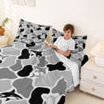 thumbnail image 3 of Castle Fairy Mono Camo Shark Tile Bed Sheets 4-Piece,Shark Silhouette Gray Blot Camo Seamless Print Full Size Sheets,Ash Black,1 Fitted Sheet,1 Flat Sheet and 2 Pillowcases, 3 of 6