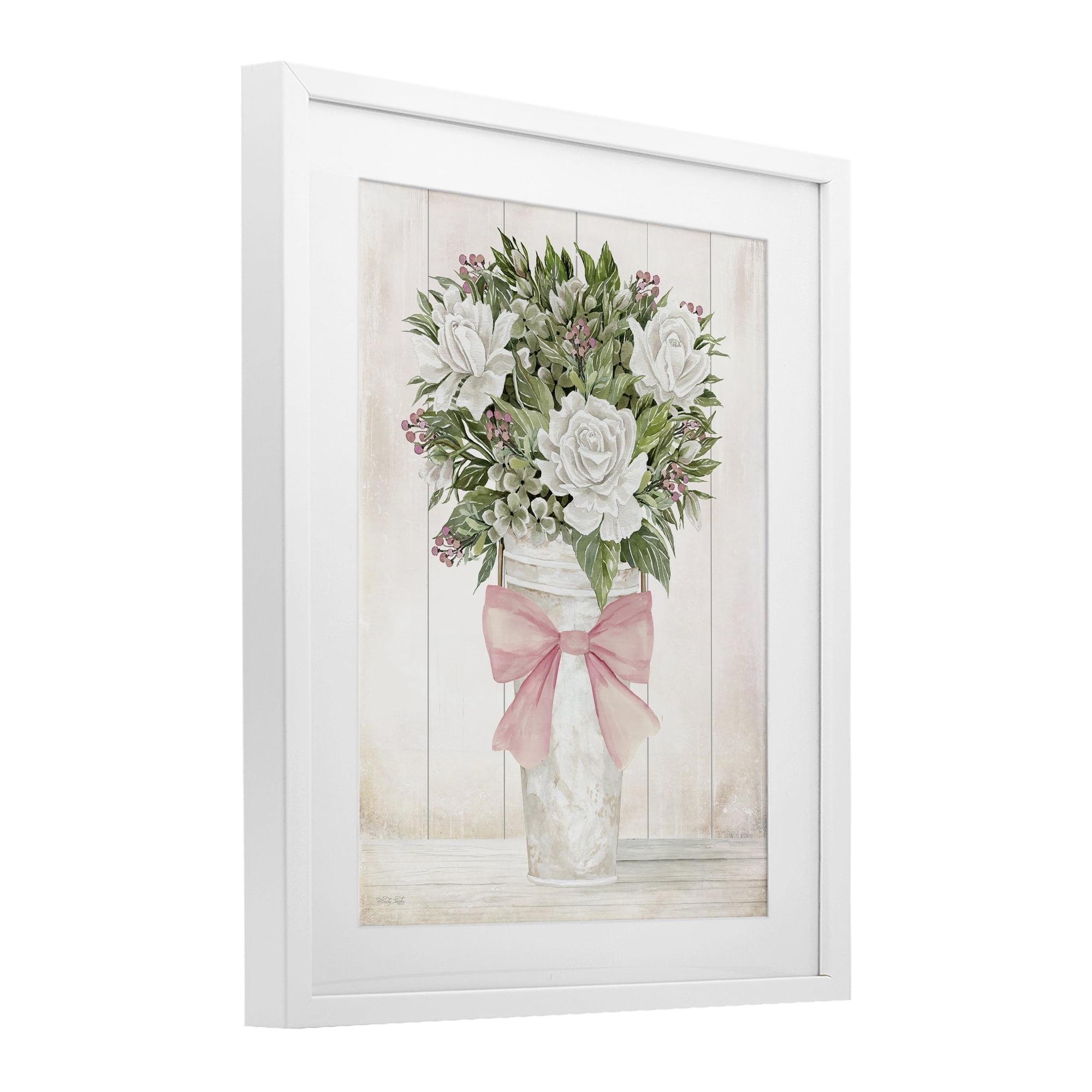 Stupell Industries Pretty In Pink Roses & Bow White Framed Print Under Glass, design by Cindy Jacobs