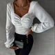 thumbnail image 1 of ICHUANYI Liquidación Moda Mujer Color Sólido Cuello en V Manga Larga Doblar Camiseta Slim Blusa Tops ICHUANYI WER202308232251, 1 of 9