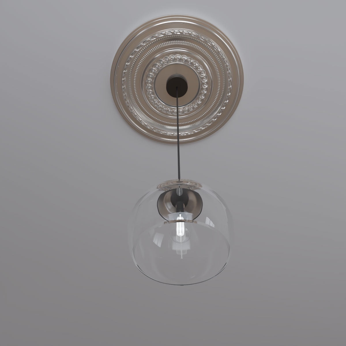 Ekena Millwork 22"OD x 3 1/2"ID x 1"P Cole Thermoformed PVC Ceiling Medallion (Fits Canopies up to 6"), Bright Coat Chrome