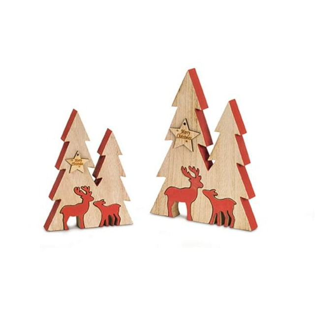 Melrose International 73036DS 6-7,5 Po Bois Double Arbre & Cerf&44; Brun & Rouge - Lot de 12