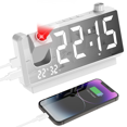thumbnail image 1 of Projection Alarm Clock for Bedroom with RGB Night Light,7In Large LED Display,Dual Alarms,Temperature&Humidity,Snooze B, 1 of 7