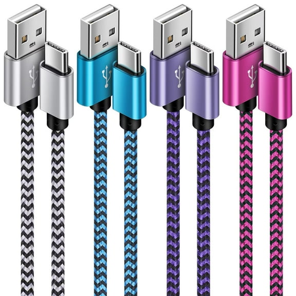 USB C Cable,SixSim USB A to USB C Cables 6ft 4pack Android Type C Charging Cords 3A Fast USB C Charger Cables Nylon Braided USB C Charging Cable USB to Type C Cable 6ft(Rose,White,Purple,Blue)