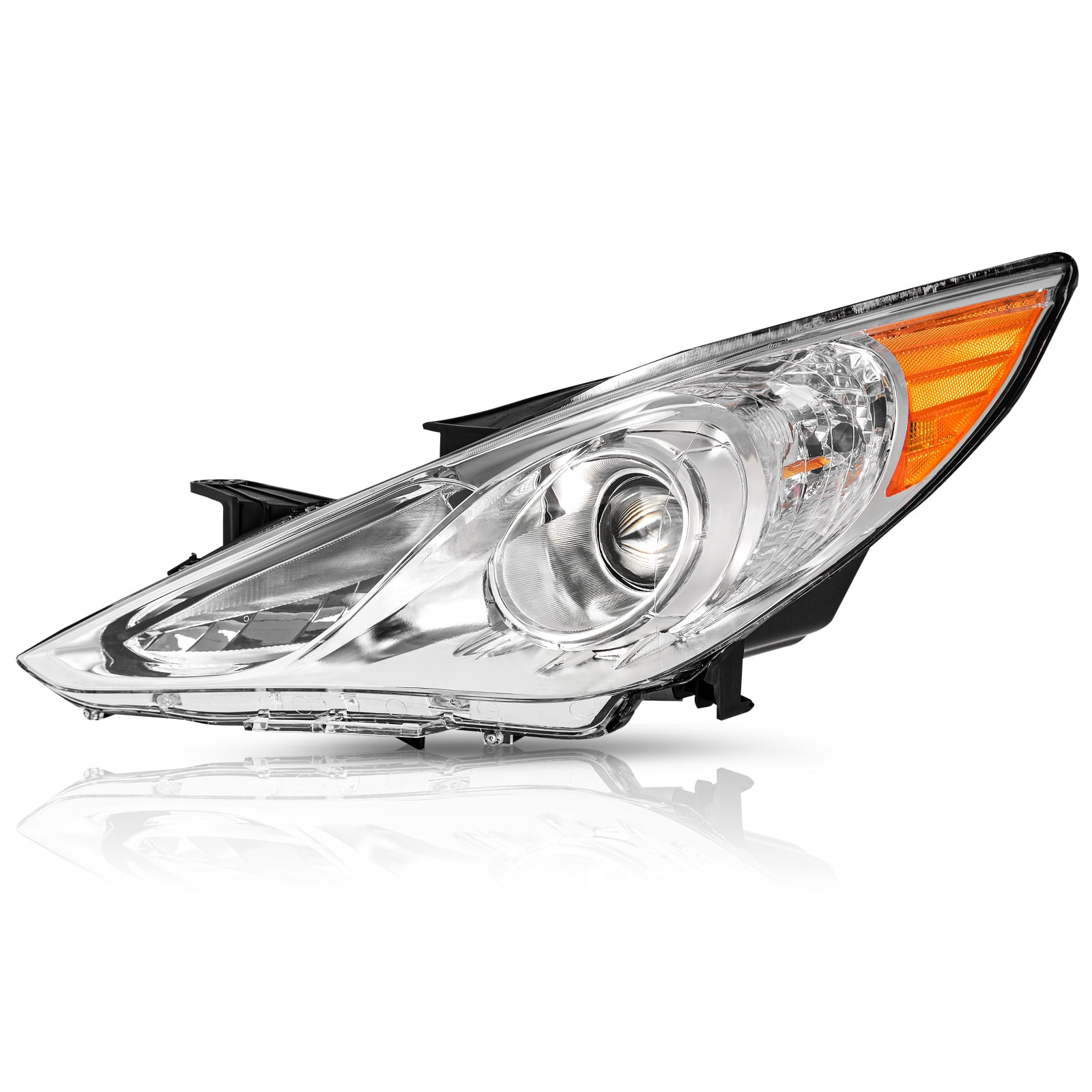 Chrome Housing Left Driver Side Halogen Headlight For 2011-2014 Hyundai Sonata