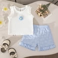 thumbnail image 3 of VUHXZWAF Girls Summer Clothes Set Sleeveless Line Shirt and Ruffle Shorts Kids Outfits Size 9-12 Months, 3 of 3
