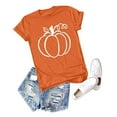 thumbnail image 3 of Gunia Halloween Tshirts Shirts For Women Pumpkin Graphic Print Short Sleeve Crew Neck Casual Thanksgiving Tops Tee T Shirts Orange S-3Xl, 3 of 3