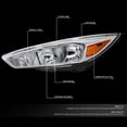 thumbnail image 2 of Factory Style Halogen Headlights for Ford Focus 15-18 Chrome Amber Left+Right, 2 of 3