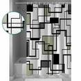 thumbnail image 3 of Shower Curtain, Sage Green Color Block Waterproof Shower Curtain Set with Hooks for Bathroom Showers,Stalls and Bathtubs,72x84In Black Stripe Abstract Geometric, 3 of 9