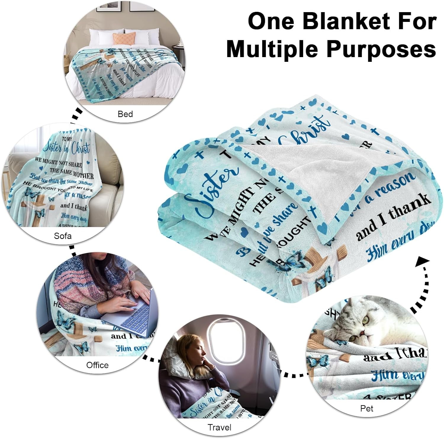 Sisters in Christ Gifts for Women Christian Gifts for Sisters Secret Sister Gift for Women Faith Based Blankets Christian Sister Friends Throw Blanket 50"x60"