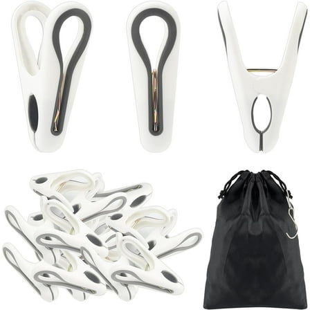 Plastic Clothes Pins Strong Clothespins-24PCS Heavy Duty Laundry Clothes Clips Windproof Clamps Clothes Pegs, No Trace Design for Clothes