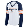 thumbnail image 2 of Women's Fanatics White/Navy Denver Broncos Redzone Blitz Package Raglan Lace-Up V-Neck Long Sleeve T-Shirt, 2 of 3