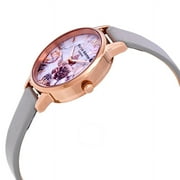 Olivia Burton Marble Floral Grey Lilac Leather Strap Womens Watch