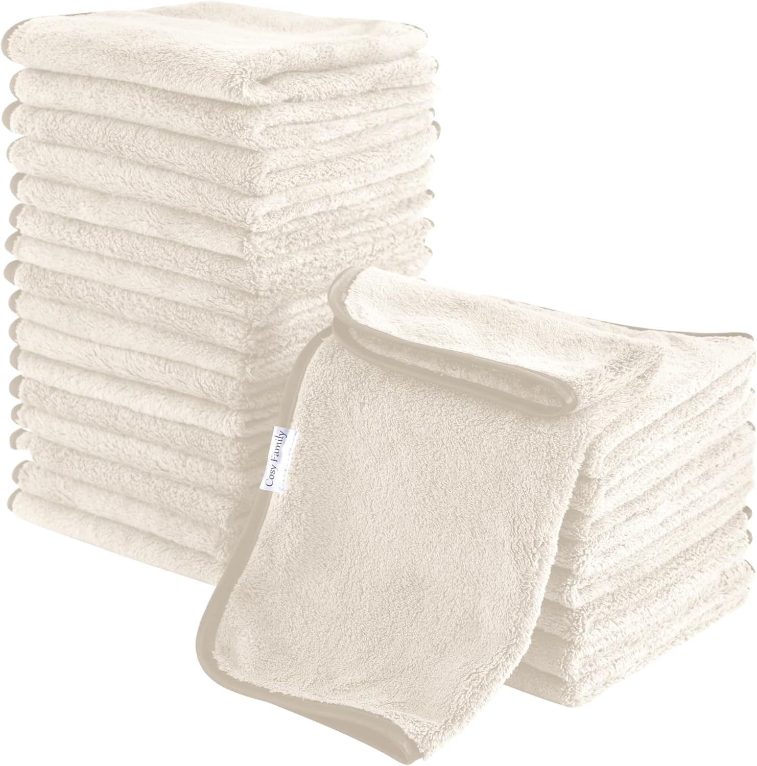 24 Pack Soft Washcloths Set 12x12 Inches Quick Drying Highly Absorbent Coral Velvet Towels for Bath Spa Facial Kitchen Warm Colors
