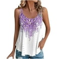 thumbnail image 2 of Royisotas Purple Women's Tank Tops Casual Summer Sleeveless Camisole Tops for Women Crew Neck Floral Gaphic Cut-Out Cami Tank Tops for Women, 2 of 6