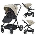 thumbnail image 1 of GarveeLife Foldable Baby Stroller, High Landscape Pushchair for Newborn, Toddler, Convertible Infant Pram with Reversible Backrest, Storage Basket, Adjustable Footrest & Canopy, Cup Holder, Cream, 1 of 5