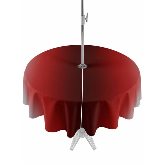 Outdoor Tablecloths with Umbrella Hole & Zipper, Dark Red Grey Black Ombre Round Tablecloths 60 Inch, Farmhouse Gradient Minimalist Waterproof Table Cloth, Patio/Pool/Picnic Table Covers