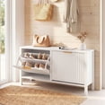 thumbnail image 2 of Gymax Shoe Storage Bench Narrow Wooden Entryway Bench w/ 2 Flip Drawers for Hallway, 2 of 10