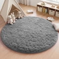 thumbnail image 3 of Nefoso 4ft x 4ft Round Area Rug, Soft Fluffy Circle Rug Shag Round Rugs for Living Room Bedroom Indoor Home Decor, Gray, 3 of 11