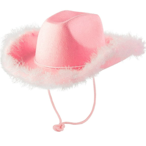 Hat With Feather Fluffy Feather Brim Adult Size Cowboy Hat With Feathers For Party Play Dress Up Outfits For Women