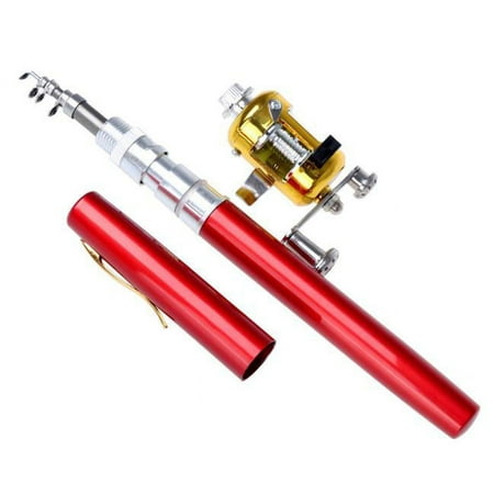LARUYEKO 38inch Mini Portable Pocket Aluminum Alloy Fishing Rod Pen RD Ice Floor Halibut Rig Ice Tackle Ice Bag Ice Kits Stuff for Women Trout Tackle E Rigs and Bag Deep Diving Trolling Ice Grill