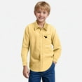 thumbnail image 2 of LXFHUW Boys White Shirt Boys Long Sleeve Shirts Size 7 Boys' Long Sleeve Dress Shirts Formal Uniform Solid Cotton Button Down Shirts Yellow 4-5 Years, 2 of 4