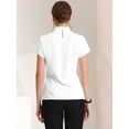 thumbnail image 3 of Top de trabajo para mujer con cuello levantado, manga casquillo, espalda de cerradura, elegante blusa de negocios blanco M, 3 of 6