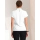 thumbnail image 3 of Top de trabajo para mujer con cuello levantado, manga casquillo, espalda de cerradura, elegante blusa de negocios blanco M, 3 of 6