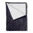 thumbnail image 2 of Oriental Soft Flannel Fleece Throw Blanket, Abstract Pattern of Arching Dots Floral Motifs Old Fashioned Feels, Cozy Plush for Indoor and Outdoor Use, 70" x 90", Dark Indigo Dark Khaki, by Ambesonne, 2 of 5