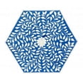 thumbnail image 2 of Bone Inlay End Table – Hexagon Blue Table with Floral Vine Pattern in Ivory, 2 of 4