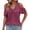 Burgundy, variant on Women Cold Shoulder Tops V Neck Short Sleeve Ruffle Loose Slim Casual Blouse Solid Color Summer Shirt