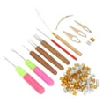 thumbnail image 2 of Juego de herramientas para rastas, anillos para trenzas, extensiones de cabello, gancho de crochet, accesorios para decoración del cabello, dorado, 2 of 14