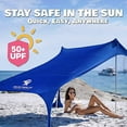 thumbnail image 5 of SUN NINJA 7x7.5 Outdoor Pop Up Beach Tent With Shovel, Pegs, Stability Poles, Royal Blue, 5 of 6
