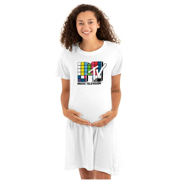 Retro MTV Colorful Squares Logo Women's Maternity Dress Brisco Brands M
