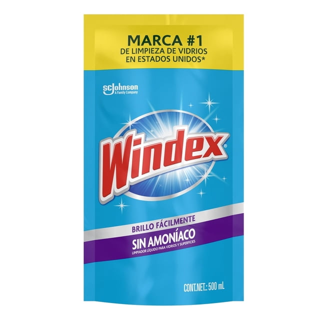 Limpiador Líquido para Vidrios y Superficies Windex Crystal Rain Repuesto de 500 ml