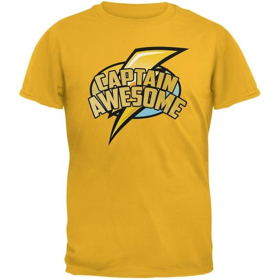 Captain Awesome Gold Adult T-Shirt - Small