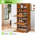 thumbnail image 2 of Magshion Bamboo 7 Tiers 18 Pairs Shoes Cabinet with Door, Storage Shelf, Brown, for Entryway, 2 of 10