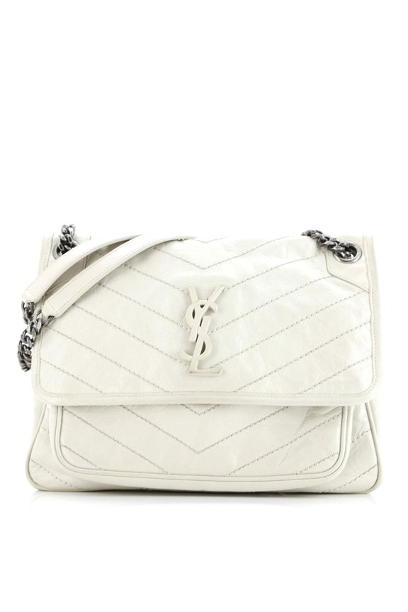 Pre-Owned Niki Chain Flap Bag Matelasse Chevron Leather Medium By Rebag