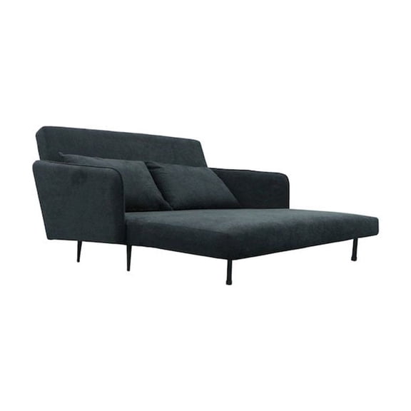 Lawson 61"W Black Fabric Convertible Loveseat Sleeper with Pillows