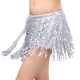 thumbnail image 2 of Eoperou Women Belly Dance Skirt Chain Tassel Sequin Double-layer Lace-up Bohemian Clubwear Performance Mini Waist Wrap Latin Dance Practice Short Skirt Hip Waist Scarf, 2 of 8