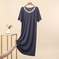 thumbnail image 2 of cfhntfmh Nuisette pour Femmes Col Rond Plissée Vêtement de Nuit Manches Courtes Bordure en Dentelle Chemise de Nuit Grande Taille Robe de Nuit de Printemps, 2 of 5