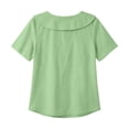 thumbnail image 6 of Women's Sailor Lapel Blouse Solid V Neck Short Sleeve Tunic Shirts Lightweight Summer Basic Tops Casual Outfit Green, 6 of 6
