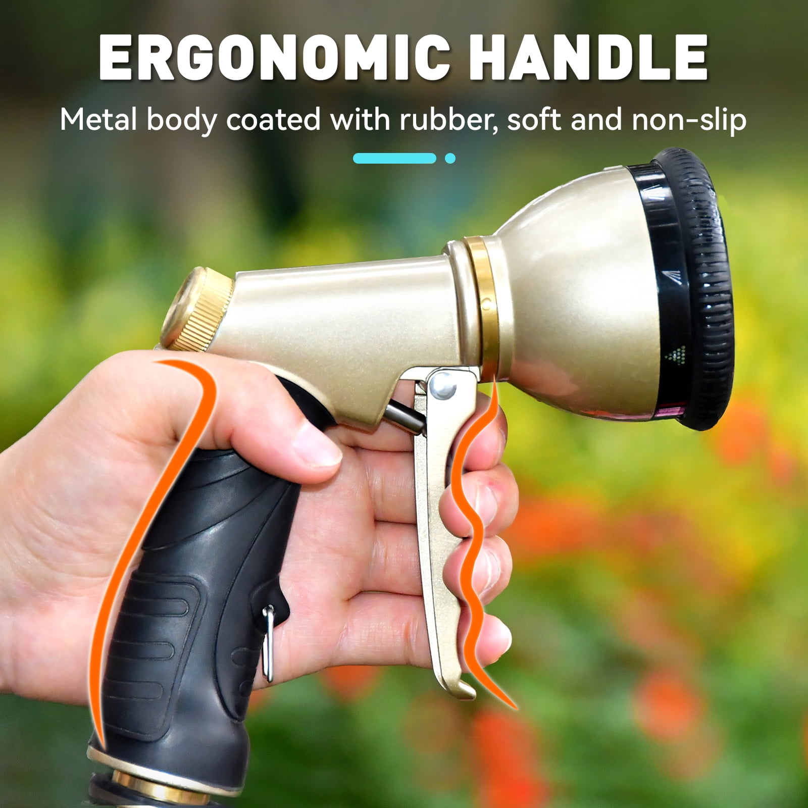 RainPoint Garden Hose Nozzle Sprayer, Watering Nozzles Heavy Duty Metal Flow Control 9 Types of Sprays,Blue