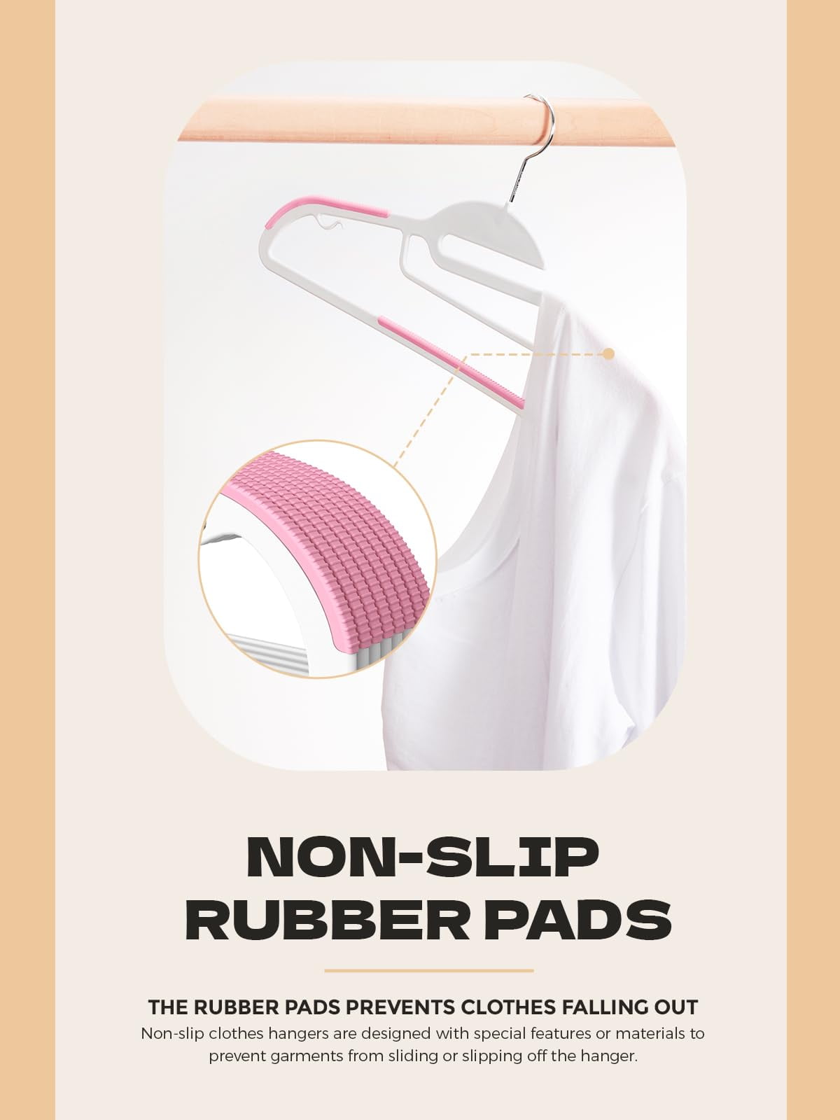 House Day Plastic Hangers 50 Pack, Slim Clothes Hangers Space Saving, Non Slip Hangers with Rubber Pads, Sturdy Coat Hangers for Shirt, Suit, Pant, Skirt