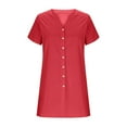 thumbnail image 3 of Cethrio Summer Dresses for Girls 2025, Short Sleeve V Neck Casual Midi Dresses Shirts Dresses Red Size 12, 3 of 4
