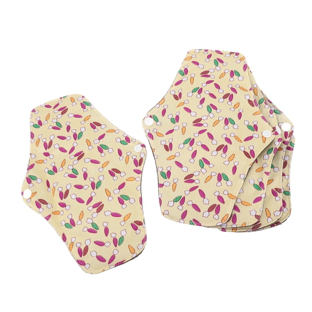 Almohadillas menstruales reutilizables, súper absorbente 5 piezas de bambú Tela de Carbón M Tamaño Estampable Estampable Con Estampado para Hurbra