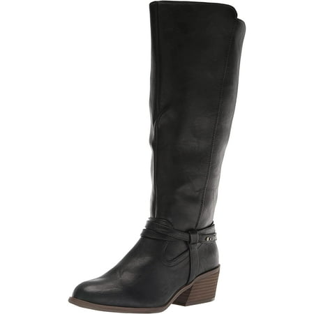 UPC 727687423150 product image for Dr. Scholl s Liberate Black Leather Almond Toe Stacked Heel Knee High Boots (Bla | upcitemdb.com