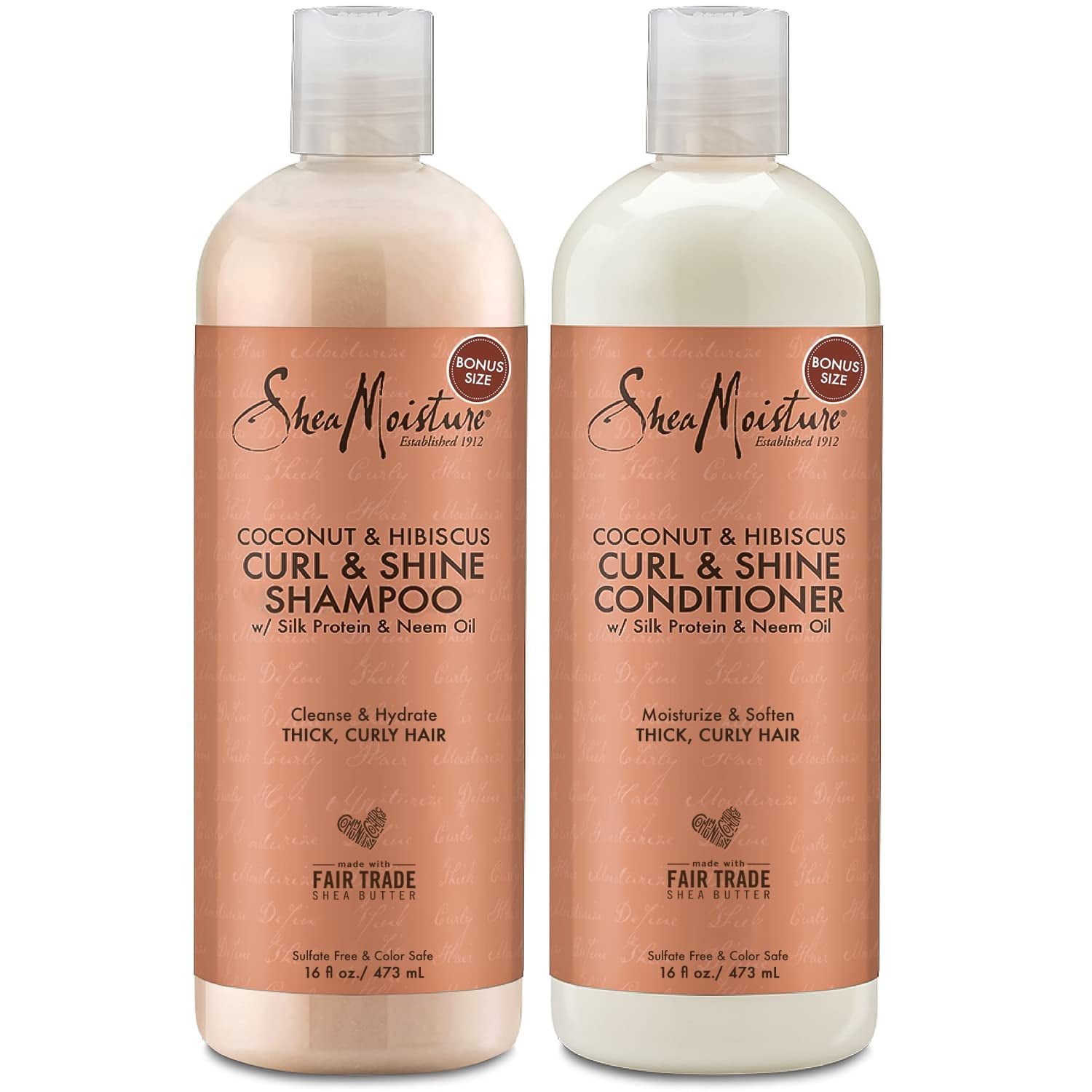 SheaMoisture Coconut and Hibiscus Nourishing Daily Shampoo & Conditioner  with Silk Protein & Neem Oil, Full Size Set, 2 Piece - Walmart.com